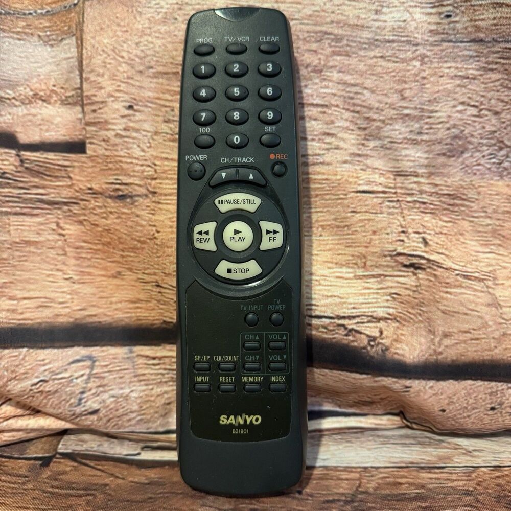 Genuine Sanyo B21901 TV VCR Remote Control OEM Original Vintage Malaysia Tested